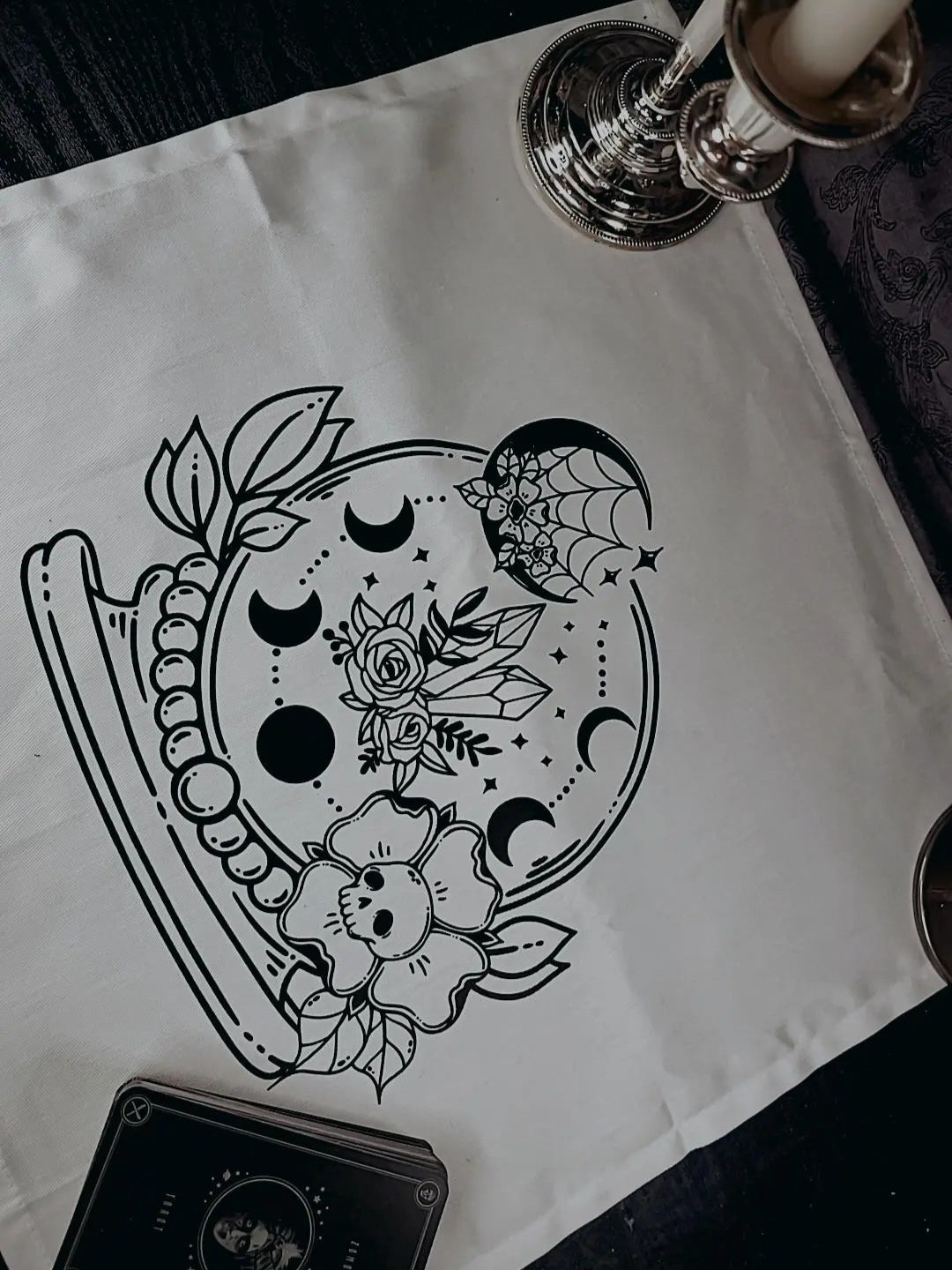 Moon Phase Crystal Ball Altar Cloth