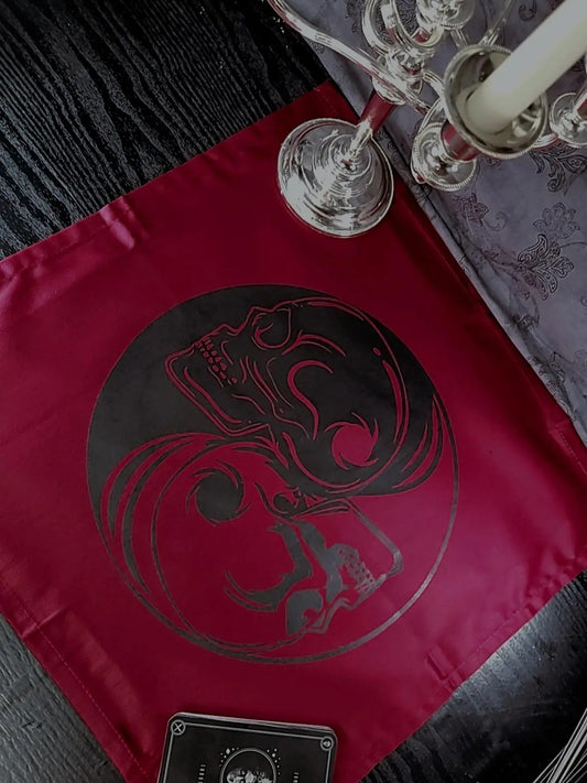Yin Yang Skull Altar Cloth