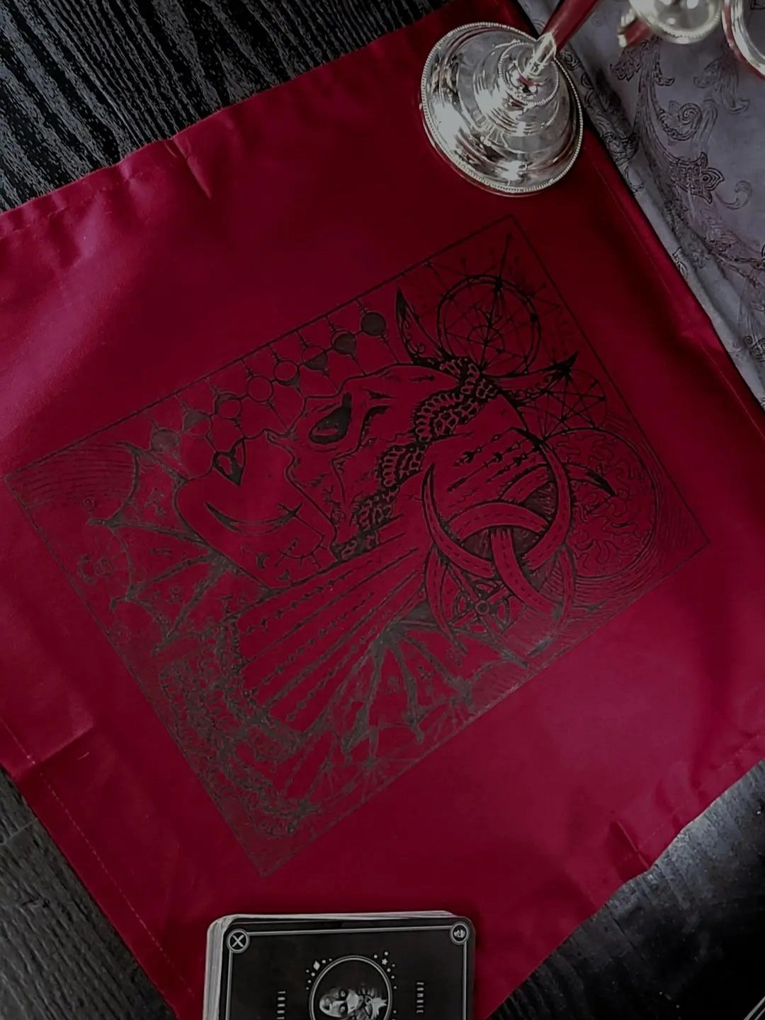 Skeleton Warrior Woman Altar Cloth