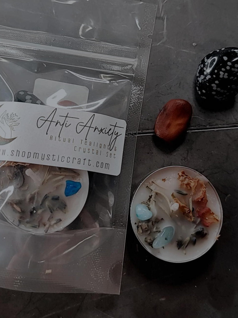 Anti Anxiety Ritual Tealight & Crystal Set